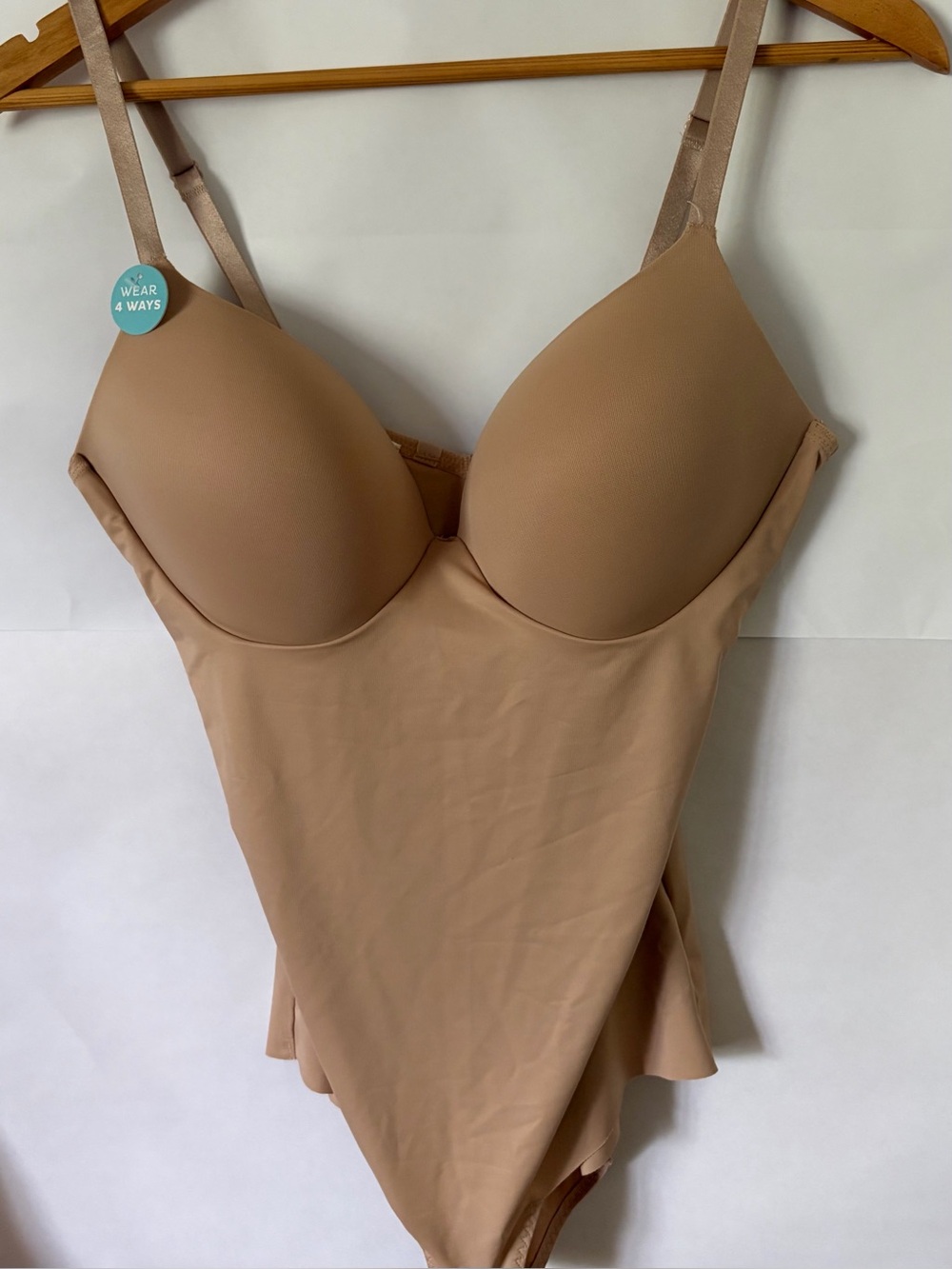 SPANX ASSETS Nude Shapewear Bodysuit Molded Cups Convertible Straps XL